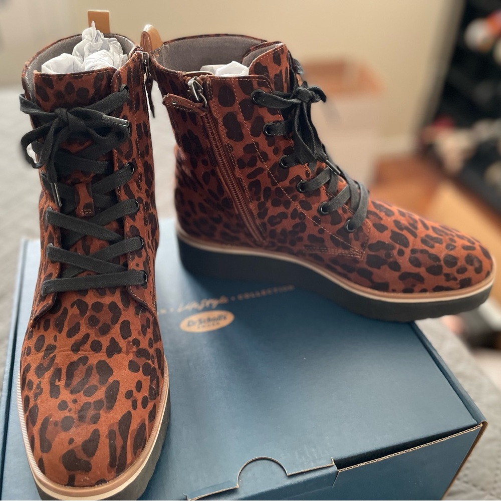 Dr Scholl’s Leopard Print Lace Up Boot